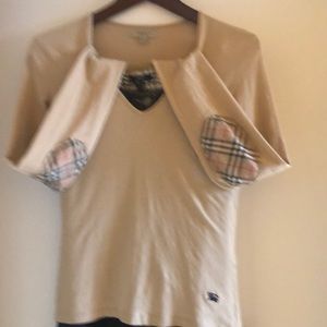 Burberry top with plaid elbow patches size L BUT, fits like Medium
